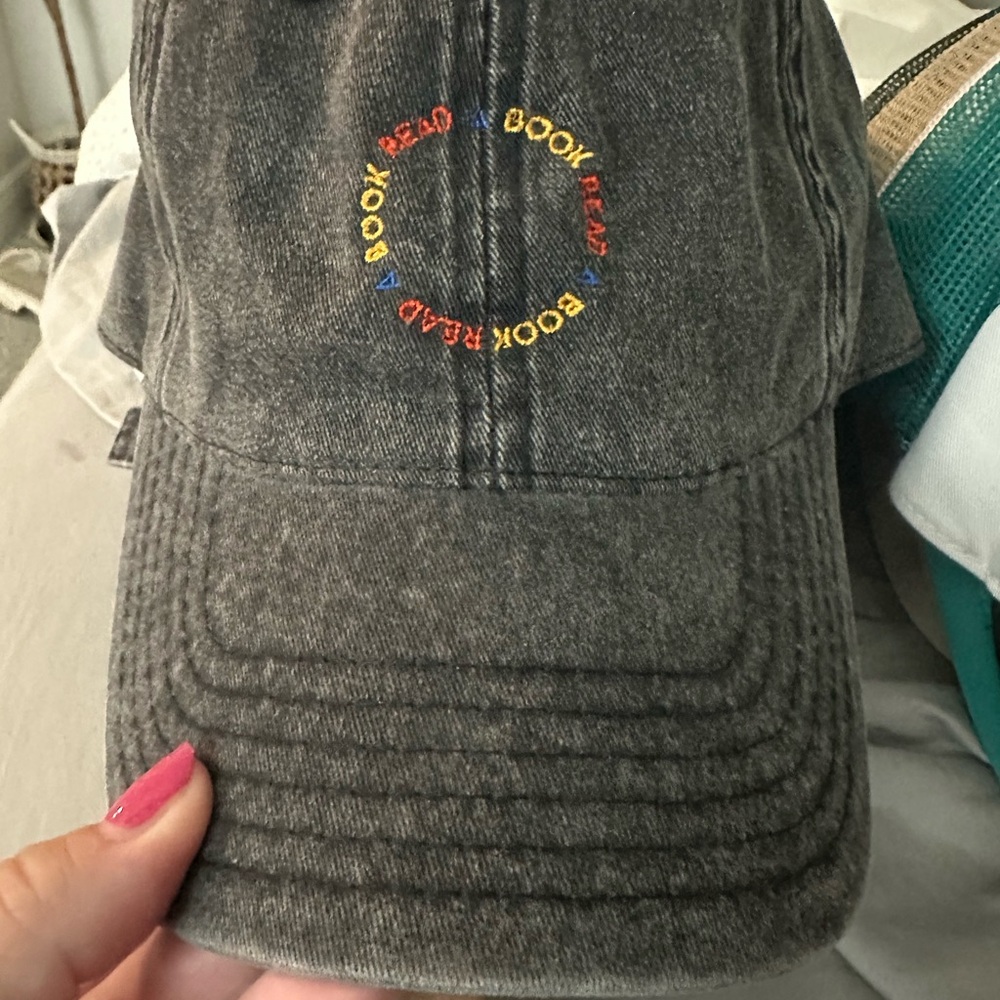 Gray Bookish hat with Colorful Embroidery